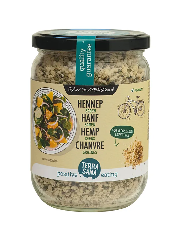 Terrasana Raw Hennepzaad Gepeld In Glas Bio (275 gr)