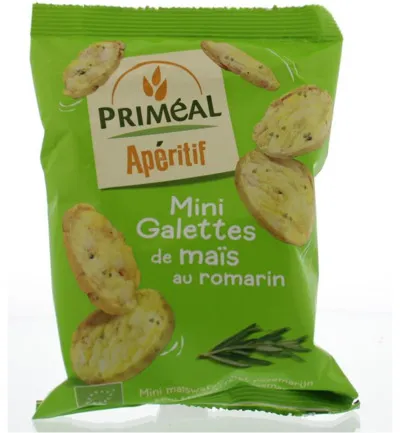 Priméal Aperitive mini maiscrackers olijf rozemarijn bio (50 gr)