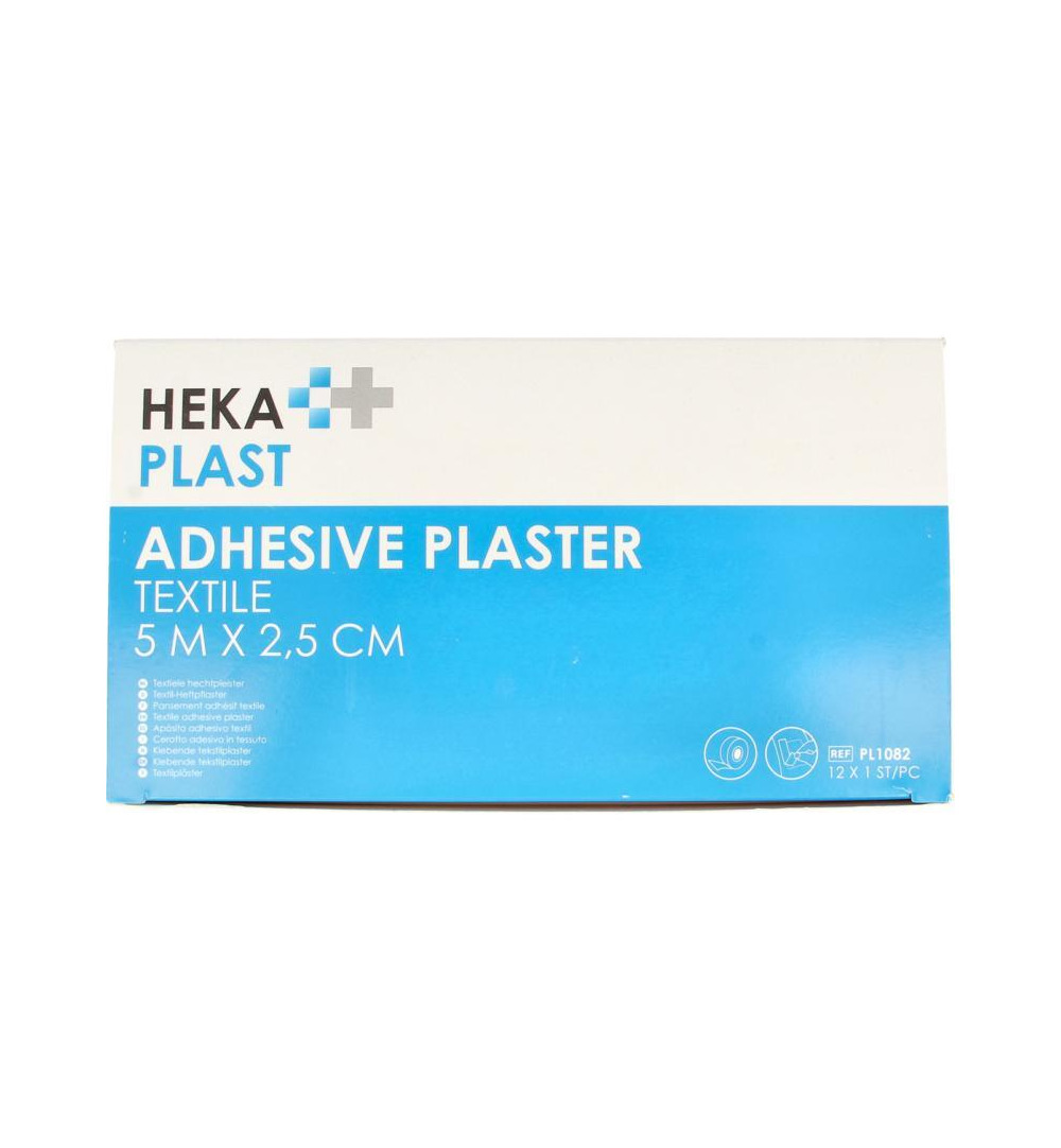 Hekaplast Hechtpleister textiel 5m x 2.5 cm (12 stuks)