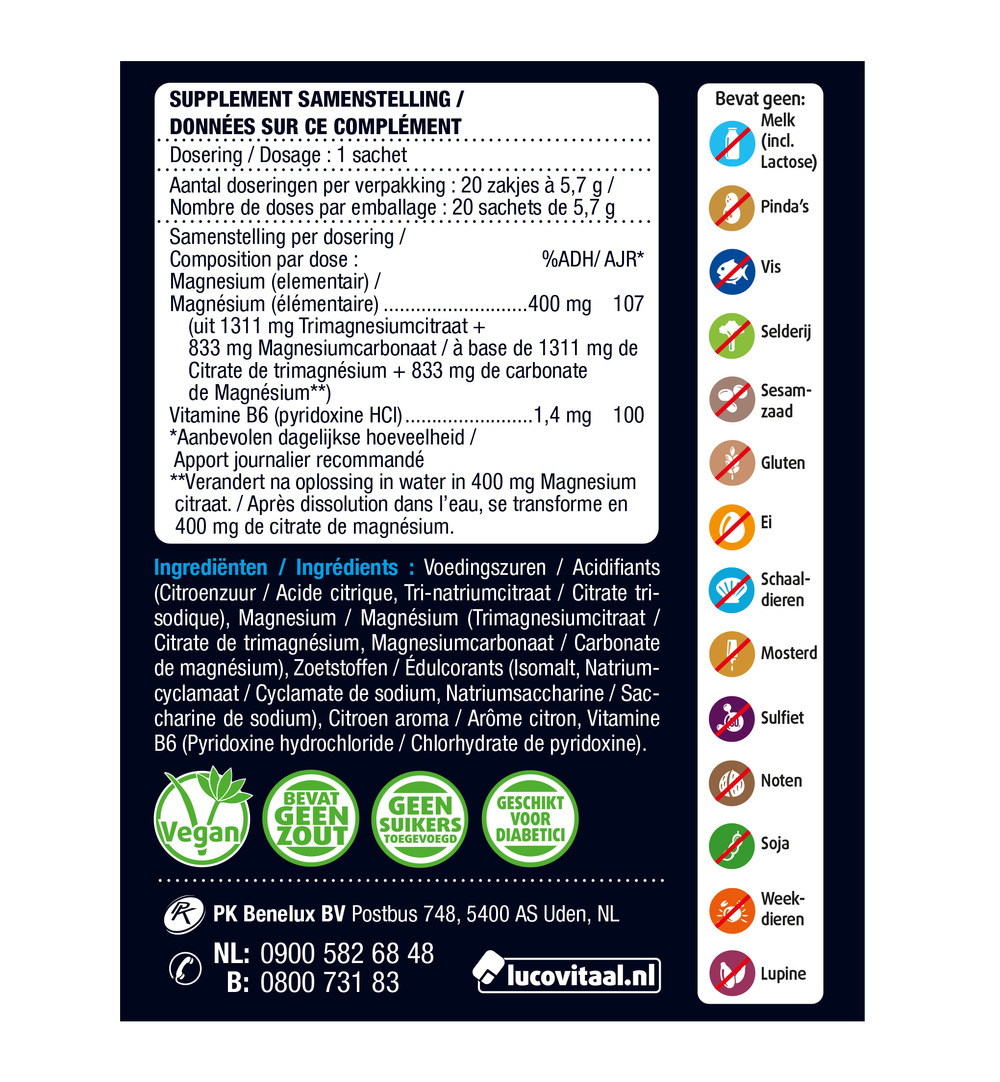 Lucovitaal Magnesium Citraat Poeder (20 sachets) - image 3
