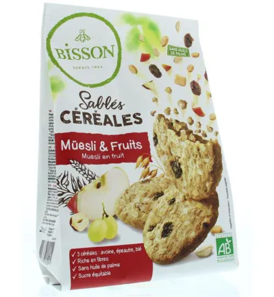 Bisson Zandkoekjes muesli & fruit bio (200 gr)
