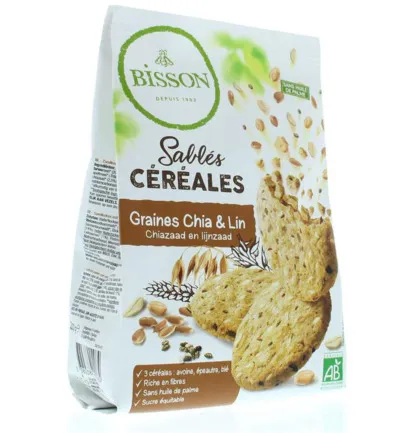 Bisson Zandkoekjes chia & lijnzaad bio (200 gr)
