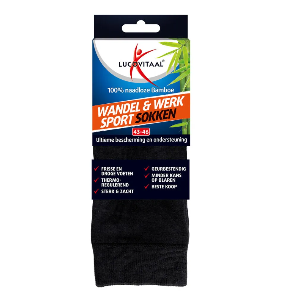 Lucovitaal Bamboe Wandel, Werk & Sportsokken 43-46 (1 paar)