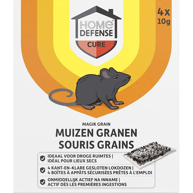 Home Defense Muizen Granen Alfachloralose Kant-En-Klare Lokdoos 'Magik Grain' (4 stuks)