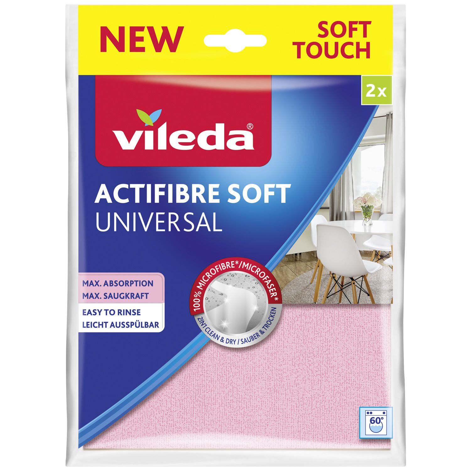 Vileda Doek Actifibre Soft 2-Pack (1 stuk)