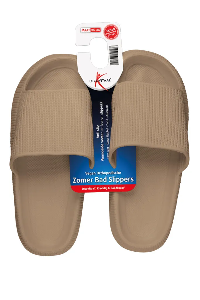 Zomer Badslipper 35-36 Taupe (1 paar)