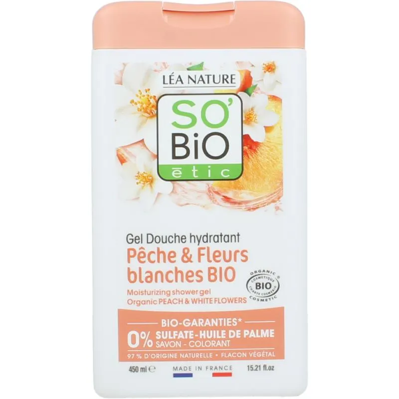 So Bio Etic Showergel Peach & White Flowers Bio (450 ml)