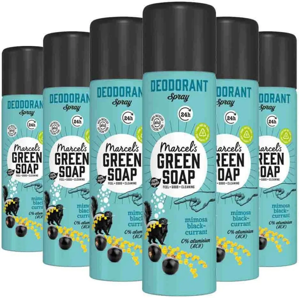 6x Marcel's Green Soap Deospray Mimosa Blackcurrant (150 ml)