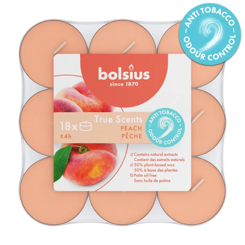 Bolsius True Scents Geurtheelicht Brick Perzik (18 stuks)