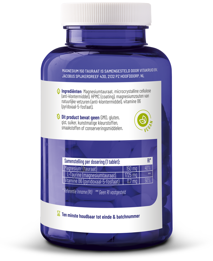 Vitakruid Magnesium 150 Tauraat (90 tabletten)