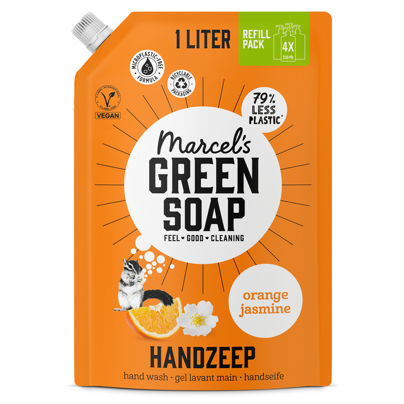 Marcel's Green Soap Handzeep sinaasappel & jasmijn Navulverpakking (1000 ml)