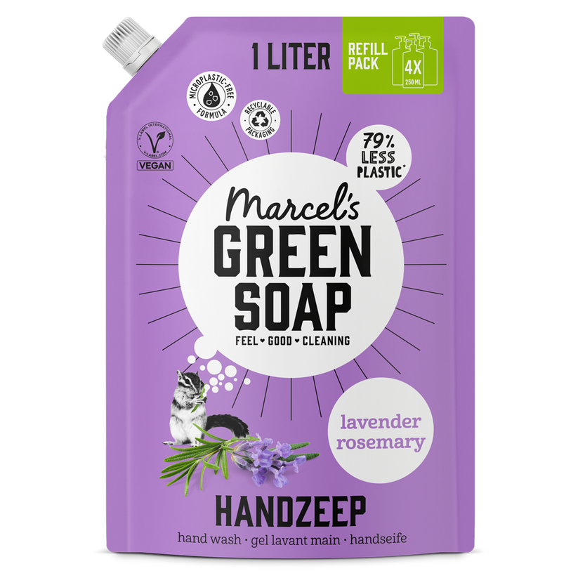 Marcel's Green Soap Handzeep lavendel & rozemarijn Navulverpakking (1000 ml)