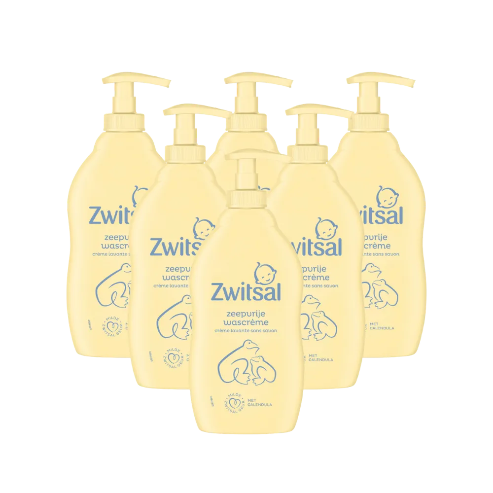 6x Zwitsal Wascreme Pompje Zeepvrij (400 ml)