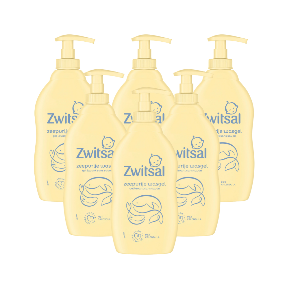 6x Zwitsal Wasgel Zeepvrij met Pompje (400 ml)