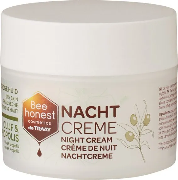 Bee honest cosmetics Nachtcrème Olijf & Propolis (1 stuk)
