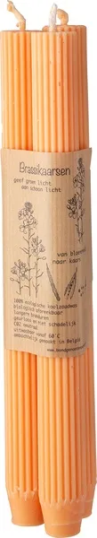 Brassikaarsen Kaars Diner Ribbel Licht Oranje (3 stuks)