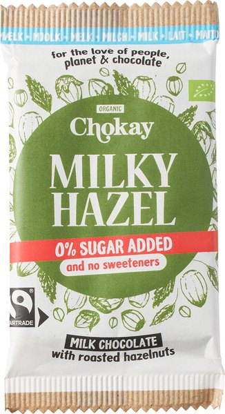 Chokay Melkchocolade Hazelnoot No Sugar Added (70 gr)