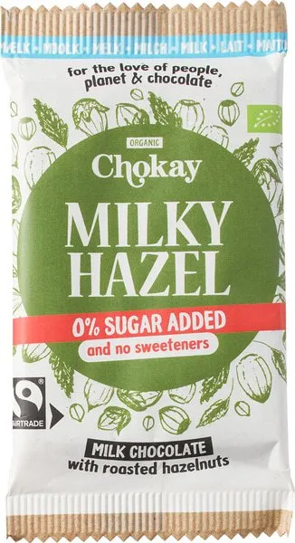 Chokay Melkchocolade Hazelnoot No Sugar Added (70 gr)