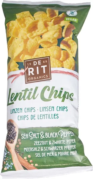 De Rit Linzenchips Black Pepper-Sea Salt (75 gr)