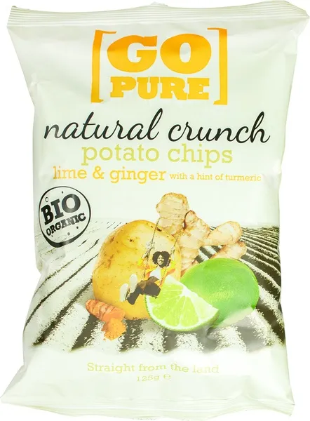 GoPure Aardappelchips Lime-Ginger Naturel Crunch (125 gr)