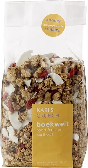 Kari's Crunch Granola Boekweit Rood Fruit En Abrikoos (330 gr)