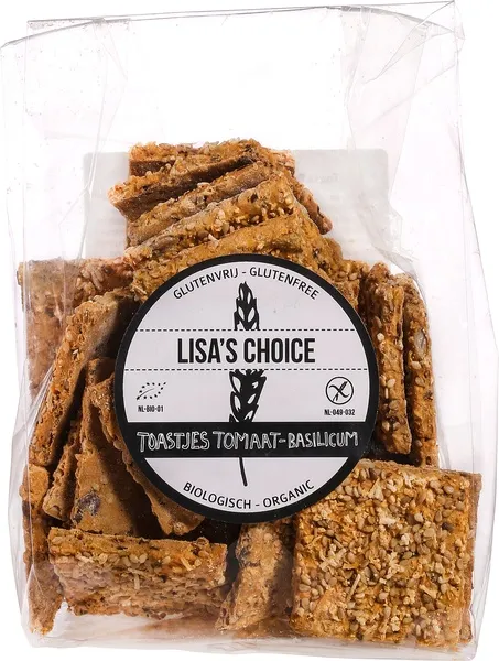 Lisa's Choice Toastjes Tomaat-Basilicum Glutenvrij (175 gr)