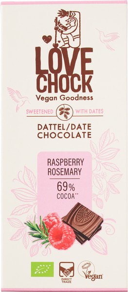 Lovechock Pure Chocolade Framboos Rozemarijn (70 gr)
