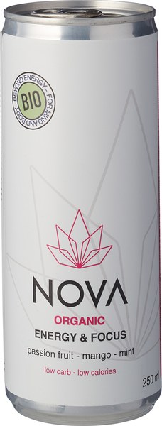 Nova Organic Energy Energiedrank Passievrucht Mango Mint (250 ml)