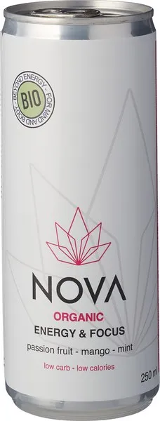 Nova Organic Energy Energiedrank Passievrucht Mango Mint (250 ml)