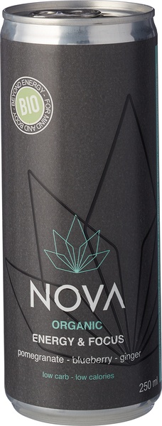 Nova Organic Energy Energiedrank Granaatappel Blauwe Bes Gember (250 ml)