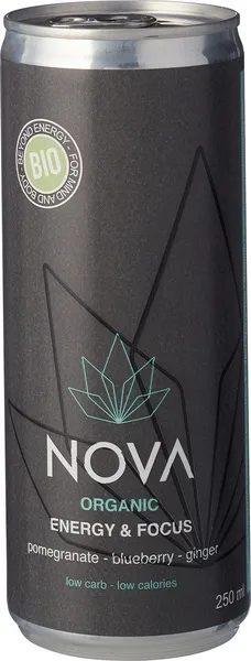 Nova Organic Energy Energiedrank Granaatappel Blauwe Bes Gember (250 ml)