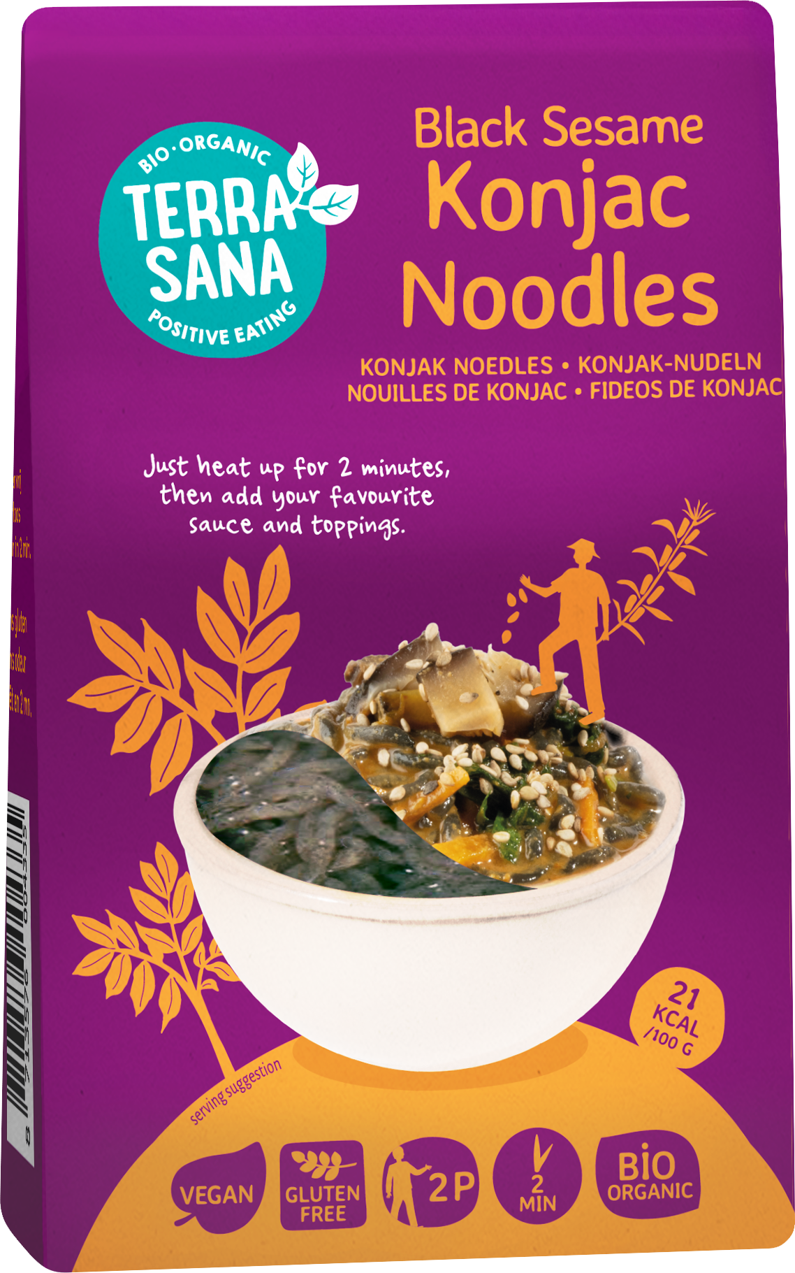 TerraSana Konjac Noodles Zwarte Sesam (250 gr)