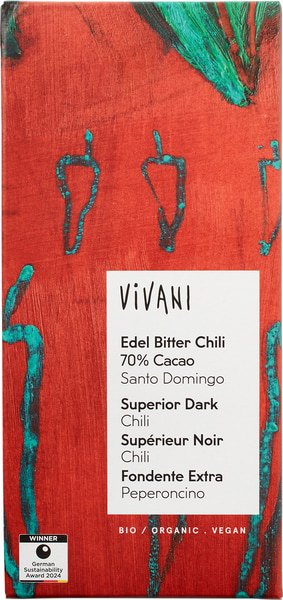 Vivani Chocolate Bar Superior Dark Chili 70% Cacao (80 gr)