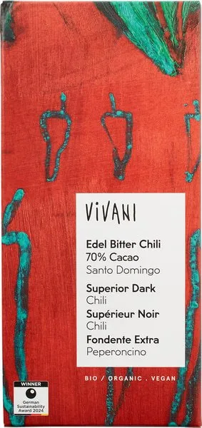 Vivani Chocolate Bar Superior Dark Chili 70% Cacao (80 gr)
