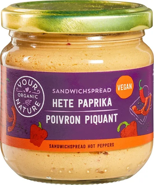 Your Organic Nature Sandwichspread Hete Paprika (180 gr)