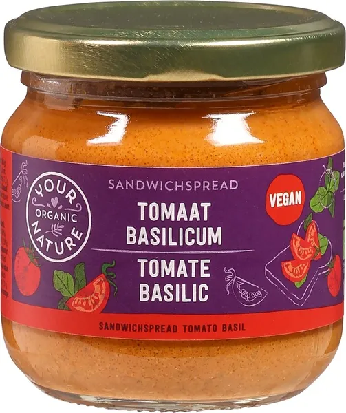 Your Organic Nature Sandwichspread Tomaat Basilicum (180 gr)