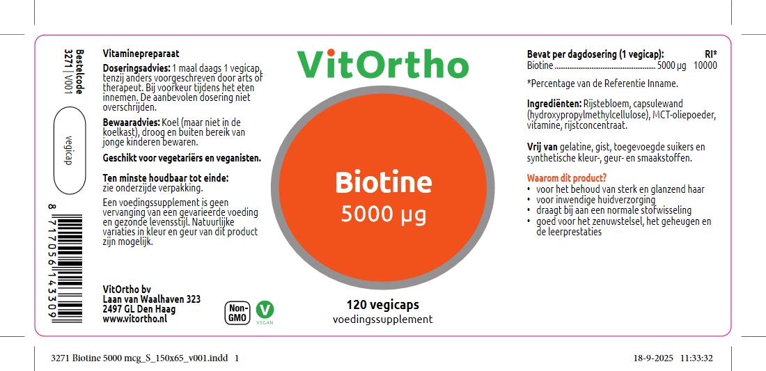 VitOrtho Biotine 5000mcg (120 vega capsules)
