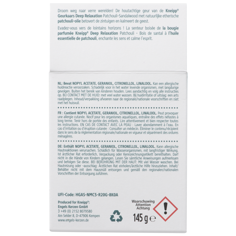 Kneipp Geurkaars Sandelwood Patchouli (145 gr)