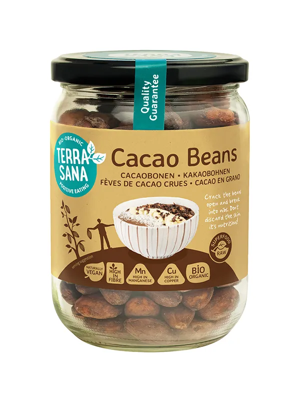 Terrasana Raw Cacao Bonen In Glas Bio (250 gr)