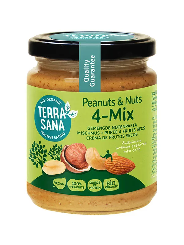 TerraSana Gemengde notenpasta zonder zout bio (250 gr)