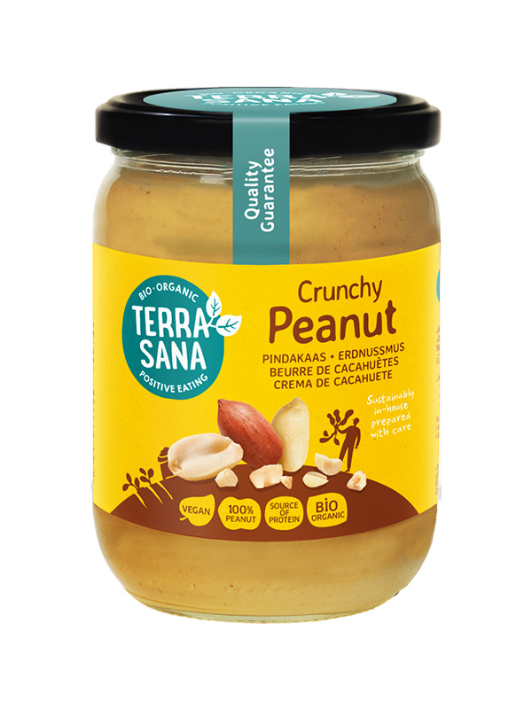 TerraSana Pindakaas crunchy zonder zout bio (500 gr)