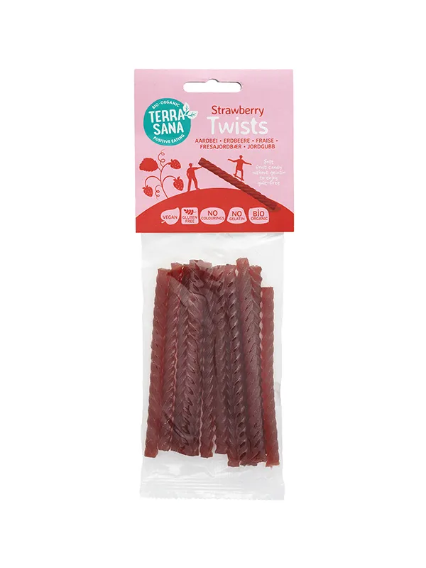 TerraSana Twists Dropkabels Aardbei (75 gr)