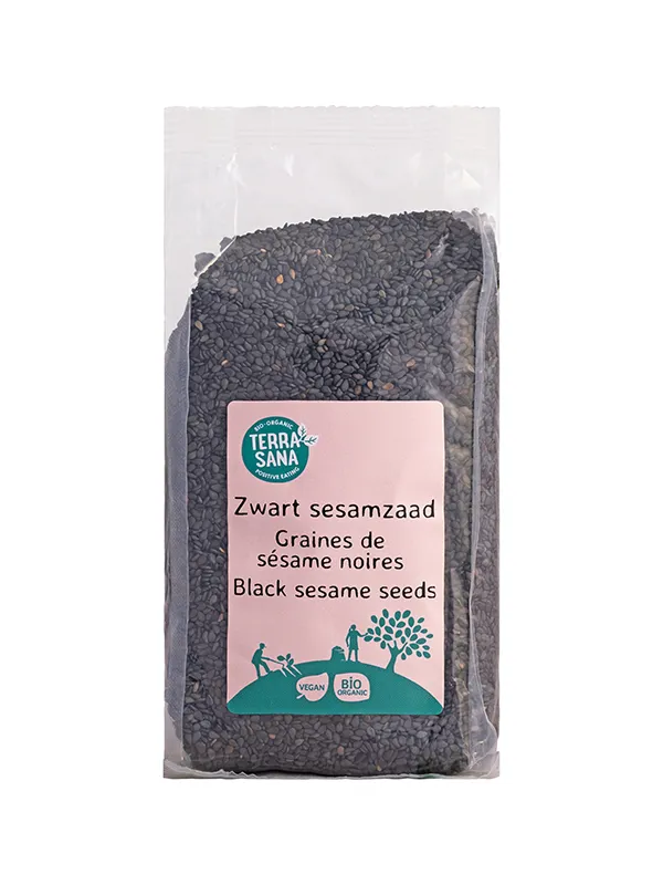 Terrasana Raw Sesamzaad Zwart Ongepeld Bio (225 gr)