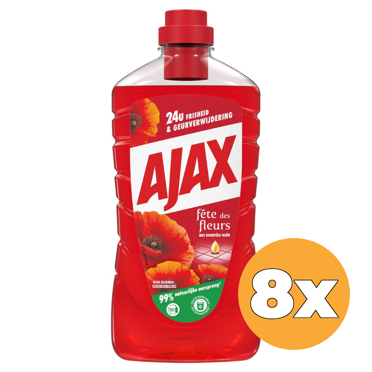 8x Ajax Allesreiniger Fete Des Fleurs Rode Bloemen (8 x 1000 ml)