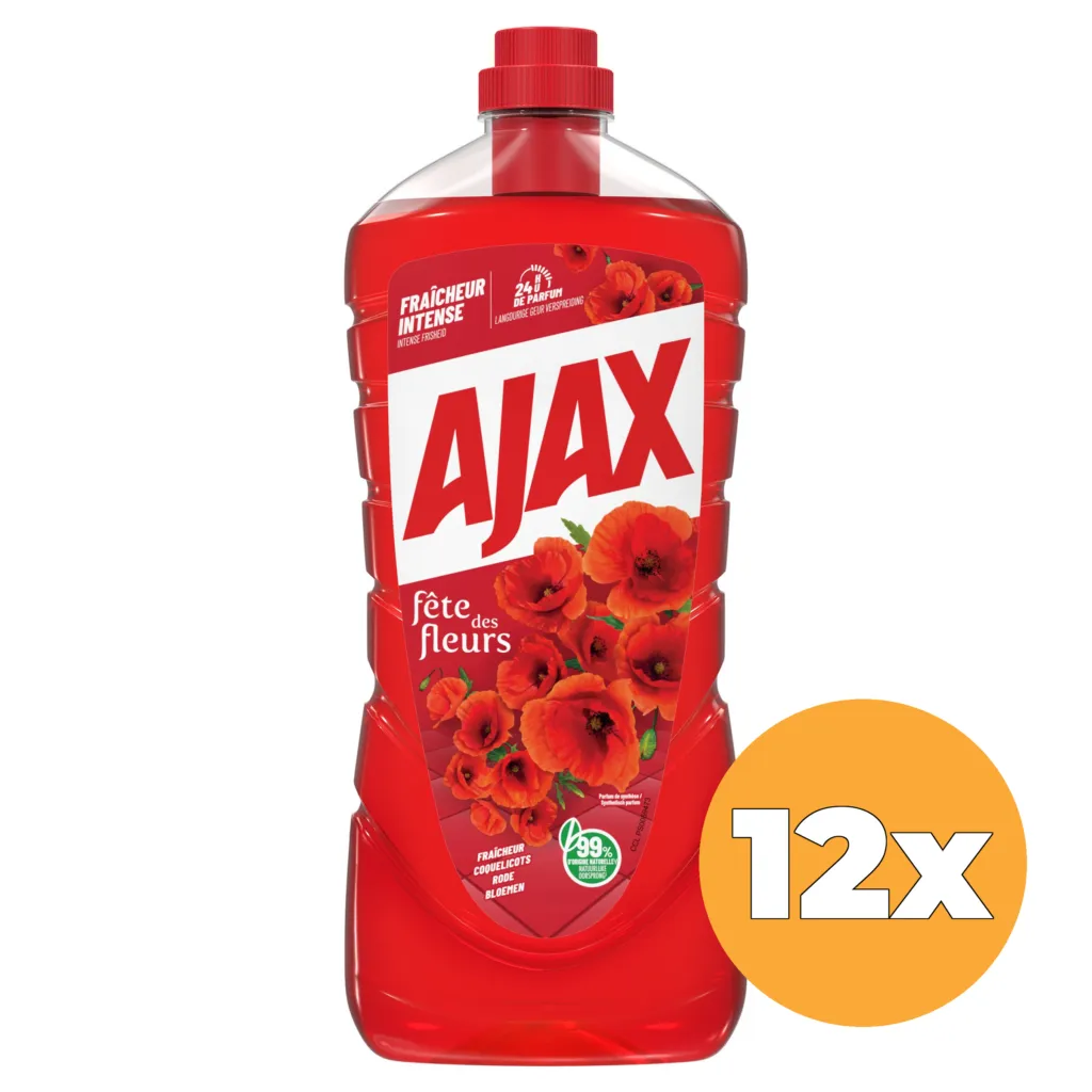 12x Ajax Allesreiniger Fete Des Fleurs Rode Bloemen (12 x 1250 ml)