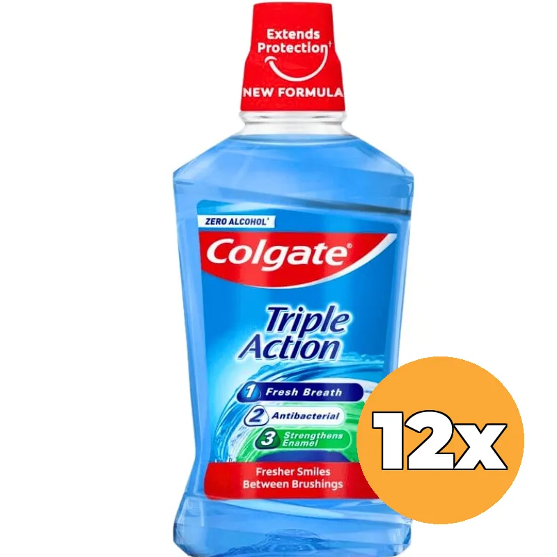 12x Colgate Mondwater Triple Action (12 x 500 ml)