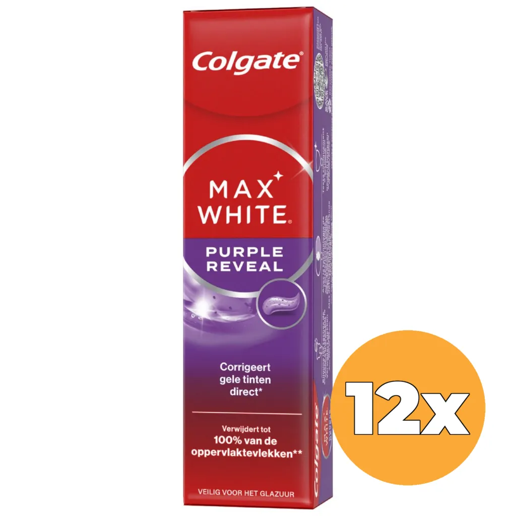 12x Colgate Tandpasta Max White Purple Reveal (12 x 75 ml)