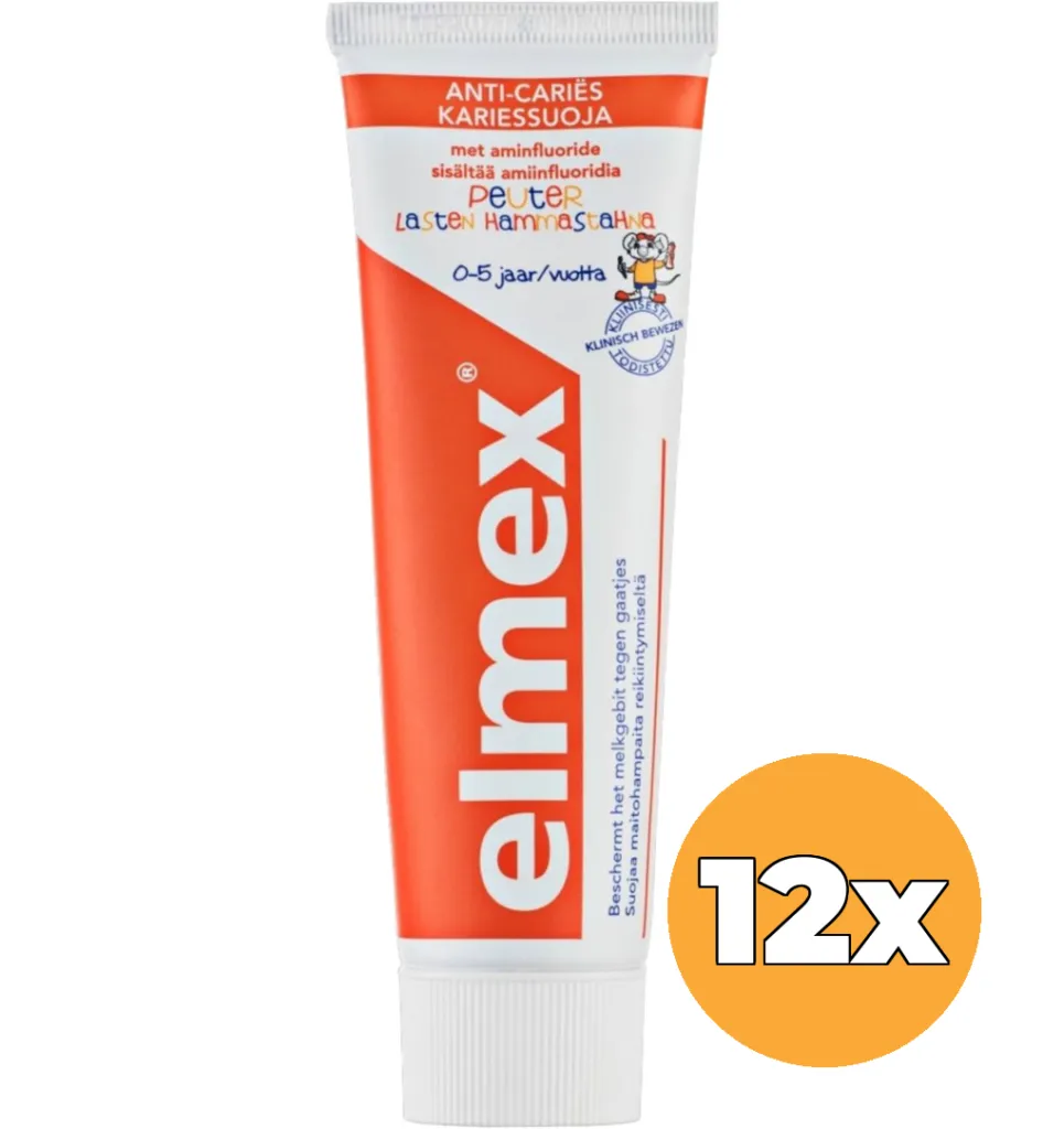 12x Elmex Tandpasta Peuter (0-5 Jaar) (12 x 75 ml)