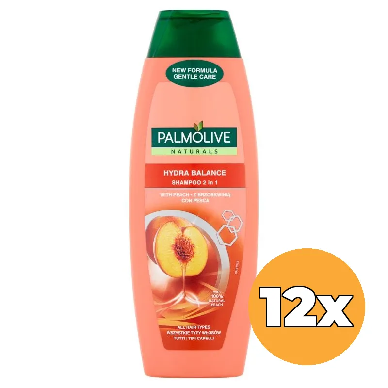 12x Palmolive Shampoo Naturals 2 In 1 Hydra Balance Perzik (12 x 350 ml)