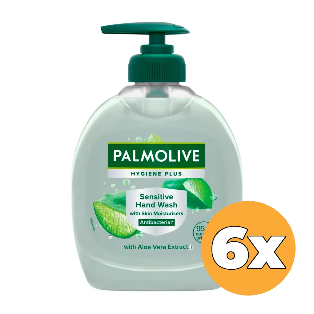 6x Palmolive Vloeibare Zeep Hygiene Plus Aloe Milde Verzorging Pomp (6 x 300 ml)